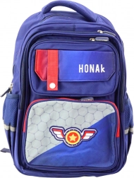 Školska torba s našivkom i prsnim remenom plava 20 L