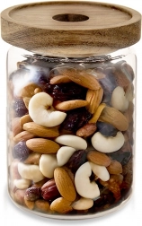 Staklena posuda za rasute namirnice s drvenim poklopcem i brtvom 970 ml
