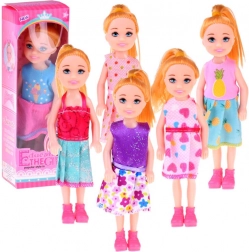 Mini lutkica 13 cm u šarenoj haljinici