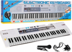Bijeli dječji set s klavijaturom s mikrofonom, snimanjem i stereo zvučnicima