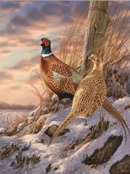 Dijamantno slikanje – fazani zimi 30 × 40 cm