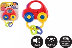 Zvečka u obliku autića sa svjetlom i zvukom, plastika, 10 × 11 cm, na baterije, 3m+