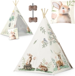 Dječji teepee NUKIDO – bež šumski motivi