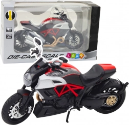 metalni sportski motocikl 1:12 sa svjetlima i zvukovima – crni sa zlatnim i crvenim detaljima