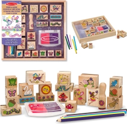 Melissa & Doug kreativni set drvenih pečata Vilin vrt (20 motiva, tinta i bojice)