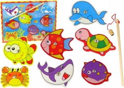 Drvena Magnetna Sada Za Ribolov S Raznobojnim Ribicama