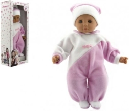 Bebina lutka 50 cm s mekim platnenim tijelom, ružičasto-bijeli overal