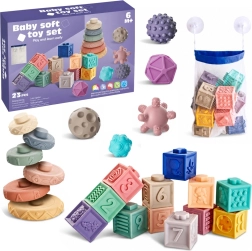 Meke gumene edukativne kocke sa životinjama, brojevima i uzorcima (27 kom)