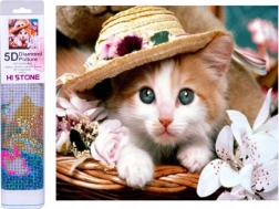 Dijamantna mozaika - Mačka s klobukom