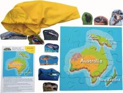 Drvene puzzle Australija i njezine životinje 16 dijelova i 10 životinja