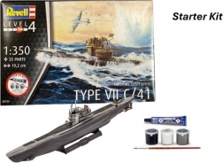 revell starter kit 1:350 njemačka podmornica type vii c/41 – plastična maketa