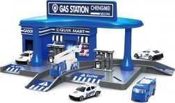 Policijska benzinska postaja s dva autića