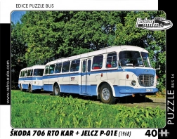 Puzzle Retro automobili Škoda 706 RTO Kar i Jelcz P‑01E 40 dijelova