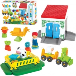 Mochtoys Kockice Pin Bricks Farma u kutiji 100 kom + 3 figurice