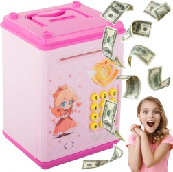 Dječji sef na PIN-kod za kovanice i novčanice - ružičasti