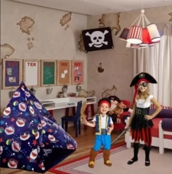 Dječji tipi šator s motivom morskih pasa 150 × 150 × 125 cm