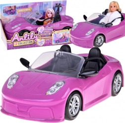 Ljubičasti sportski kabriolet za lutke za 2 lutke