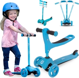 Evo dječji tricikl romobil 2 u 1 sa sjedalom, svijetloplavi