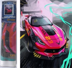 Dijamantno slikanje Ružičasti sportski auto 30 × 40 cm