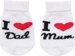 Dječje pamučne čarapice I Love Mum & Dad bijele (vel. 62, 3–6 mjeseci)