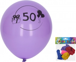 Baloni 30 cm s brojem 50, miks boja – set 5 kom