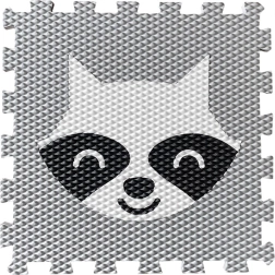 Pjenasta puzzle podloga za djecu s rakunom – svijetlosiva