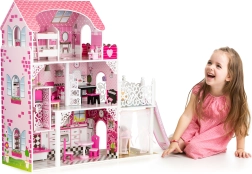 Drvena kućica za lutke sa toboganom