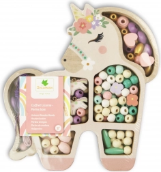 Drvene pastelne perle Jednorog, 170 kom
