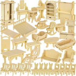 Kruzzel wooden dollhouse furniture 34 pcs