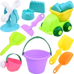 Set pijesčanih igračaka s raznobojnom kantom i autićem
