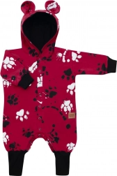 bebi bodi od pamuka s kapuljačom i ušima New Baby Paw tamnoružičasti