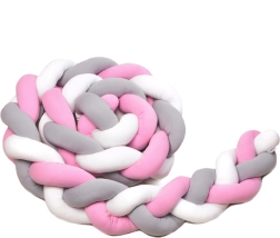 Pletena ograda T-TOMI 360 cm bijela, siva i ružičasta