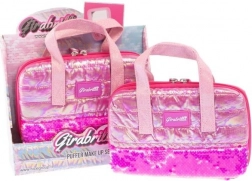 kozmetička torbica GIRABRILLA s opremom i ogledalcetom, tamnoružičasta