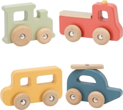 Viga PolarB drvena set vozila u boji, 4 kom