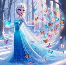 Dijamantno slikanje ledena princeza s čarobnim leptirima 30 × 40 cm