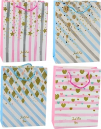 Papirnata poklon-vrećica plava ružičasta sa svjetlucavim detaljima 23 x 18 x 10,5 cm