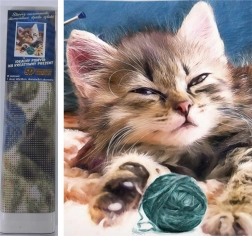Dijamantno slikanje – mačić s klupkom 30 × 40 cm