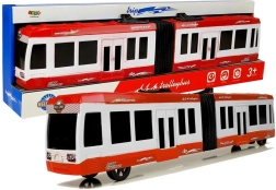 Zglobni autobus s inercijskim pogonom crveni