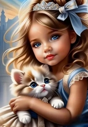 Dijamantno slikanje Djevojka s mačkom 30x40 cm