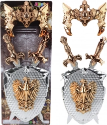 Dječji viteški set Štit s dvama mačevima i maskom Zlatni Orao