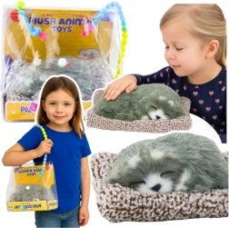 Uspavani haski na jastučiću s mekim krznom i zvukovima, prijenosna torba