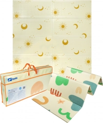 Velika obostrana sklopiva pjenasta podloga HUMBI 200 × 180 cm XPE s uzorcima sunca i mjeseca