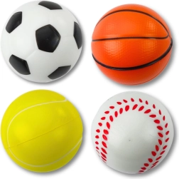 Set pjenastih sportskih loptica 6 cm – nogomet, košarka, tenis, bejzbol (4 kom)