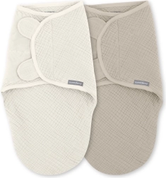 SwaddleMe™ Muslin Swaddles Ulitka 1 TOG for Babies 0–3 Months, Cream/Cashew, 2 pcs