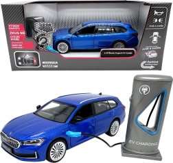 Metalni model Škoda Superb IV Combi s punionicom, plavi 1:35