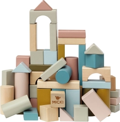 Pastel wooden blocks for children, 60 pcs, Micki
