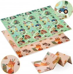 Obostrana sklopiva pjenasta podloga za igru XPE 180 × 200 cm šuma i selo Humbi