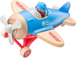 Veliki igrački avion s pilotom, svijetli i proizvodi zvukove