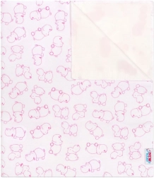 nepropusna flanelna podloga New Baby s motivom slonića bijela/ružičasta