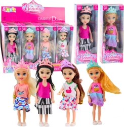 Mini lutkica princeza s krunom šarene haljine 14 cm